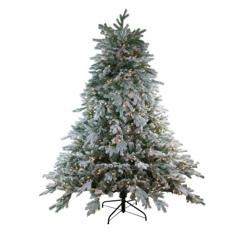 9' Pre-Lit Full Frosted Butte Fir Artificial Christmas Tree - Clear Lights - IMAGE 1