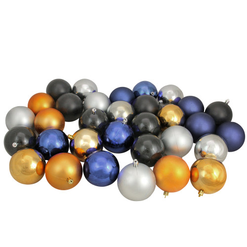 32ct Black and Gold Shatterproof 2-Finish Christmas Ball Ornaments 3.25" (80mm) - IMAGE 1