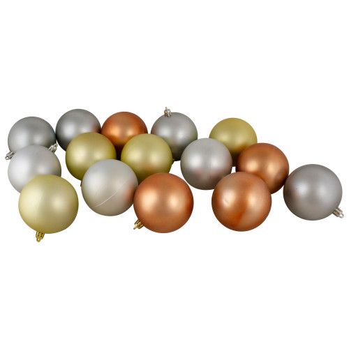 Shatterproof 2-Finish Christmas Ball Ornaments - 3.25" (80mm) - Silver, Gold and Almond - 32ct - IMAGE 1
