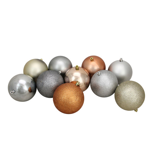 Shatterproof 3-Finish Christmas Ball Ornaments - 4" (100mm) - Earth Tone - 12ct - IMAGE 1