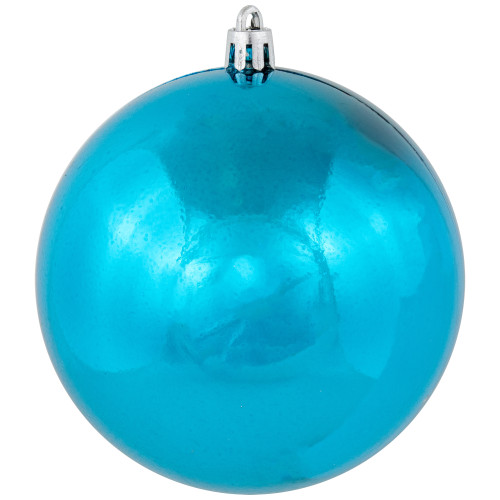 Shiny Turquoise Blue Shatterproof Christmas Ball Ornament 4" (100mm) - IMAGE 1
