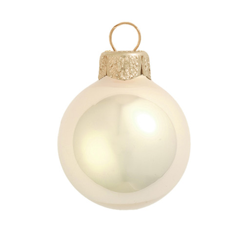 8ct Champagne Pearl Finish Glass Christmas Ball Ornaments 3.25" (80mm) - IMAGE 1