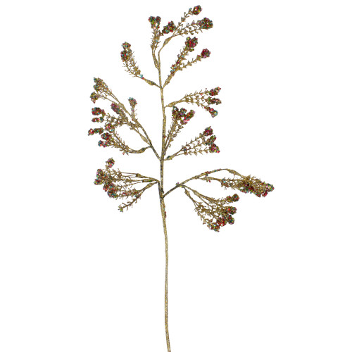 29" Red and Gold Sequin Glittered Christmas Outdoor Tassel Spray - IMAGE 1