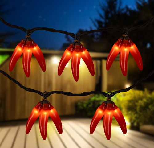 36ct Orange Chili Pepper Clusters String Light Set, 7.5ft Brown Wire - IMAGE 1
