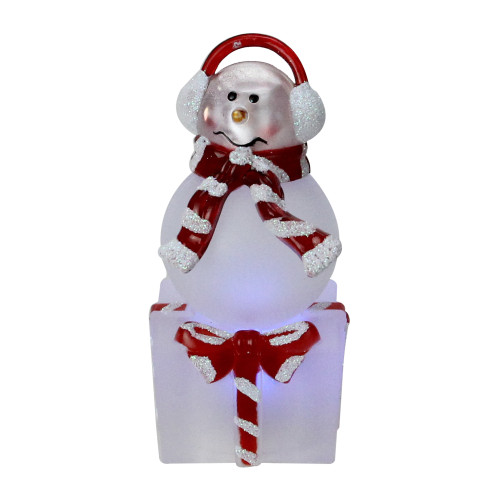 3.75" LED Lighted Color Changing Snowman with Ear Muffs Christmas Table Top Decoration - IMAGE 1