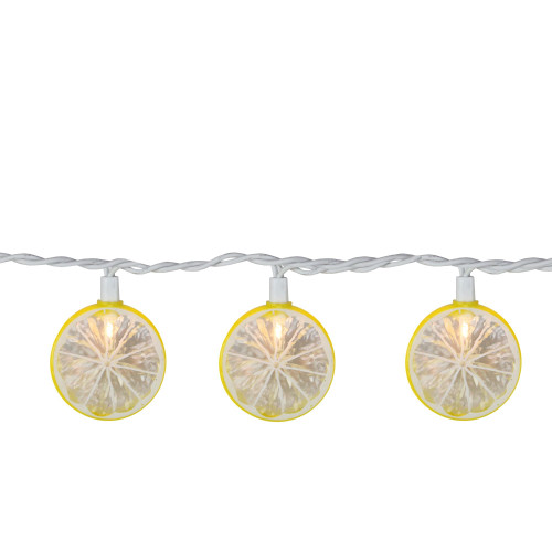 10-Count Yellow and Clear Lemon Patio String Mini Summer Light Set, 8.5ft White Wire - IMAGE 1