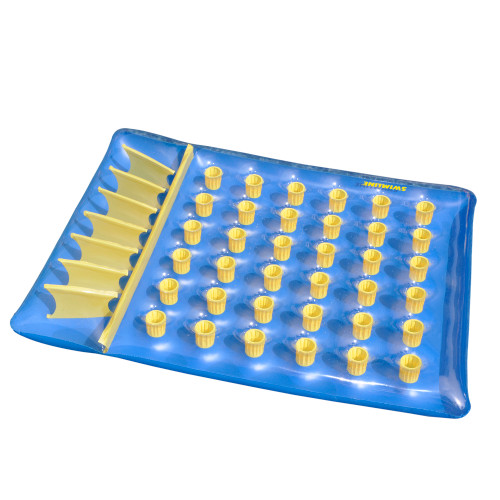 78" Inflatable Blue and Yellow Water Sports 36 Pocket Double Pool Mattress - IMAGE 1