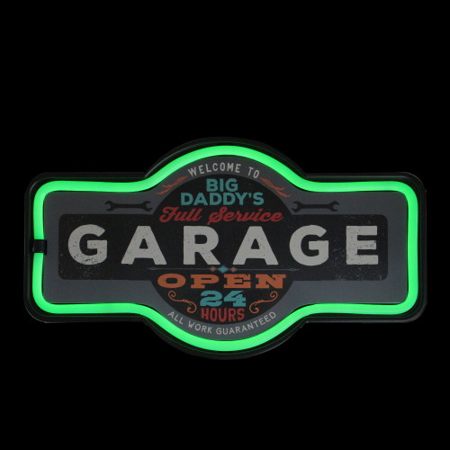 17.25" Daddy's Garage Green LED Neon Style Wall Sign - IMAGE 1