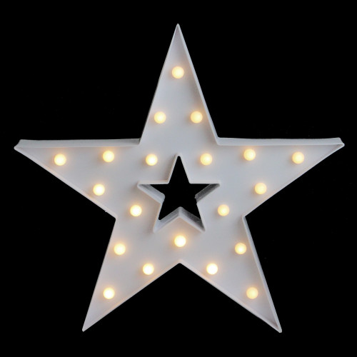 15" White Star LED Marquee Wall Sign - IMAGE 1