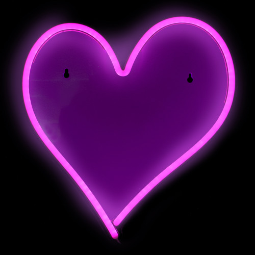 13.5" Pink Heart LED Neon Style Valentine's Day Wall Sign - IMAGE 1