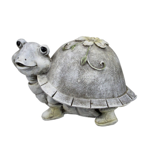 5.5" Gray and White Outdoor Turtle in Rain Boots Garden Statue - IMAGE 1