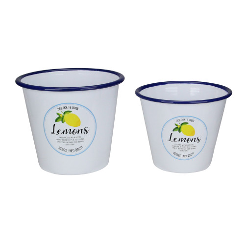 Set of 2 Fresh from the Garden Lemon Metal Buckets 6.75" - IMAGE 1