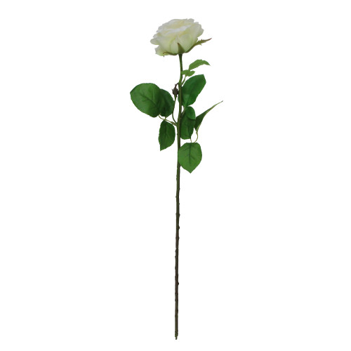 27" White and Green Long Single Stem Budding Rose Artificial Pick - IMAGE 1