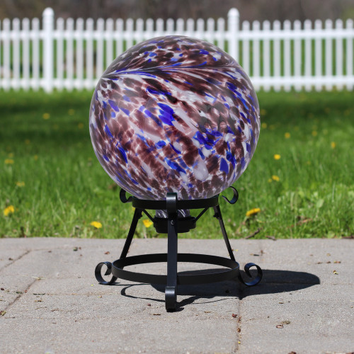 Outdoor Garden Swirled Gazing Ball - 10" - Purple and White - IMAGE 1