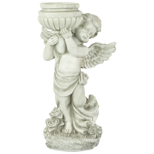 17.5" Angel Cherub Holding a Birdbath Outdoor Garden Statue - IMAGE 1