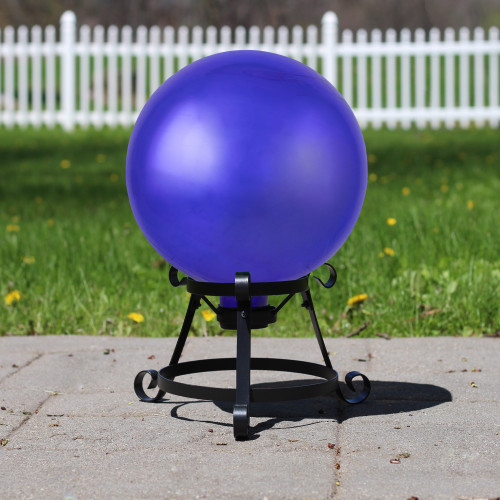 Mirrored Glass Outdoor Garden Gazing Ball - 10" - Blue - IMAGE 1