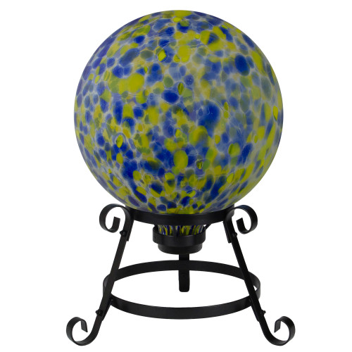 10" Yellow and Blue Outdoor Patio Garden Gazing Ball - IMAGE 1