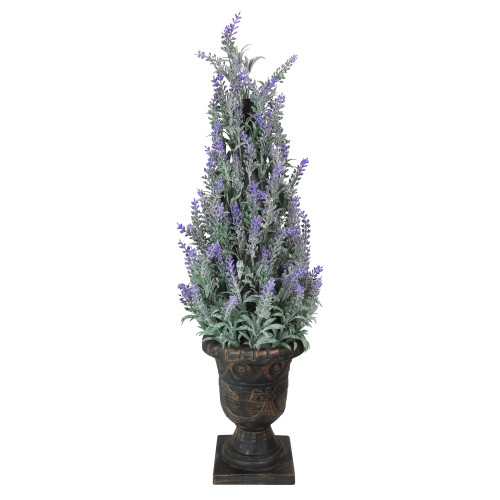 35" Green and Purple Potted Artificial Floral Heather Plant - IMAGE 1