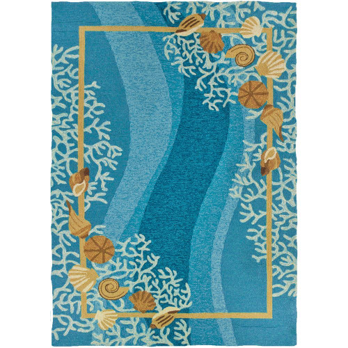 8' x 10' Vibrantly Colored Shells and White Coral Hand Hooked Rectangular Rug - IMAGE 1