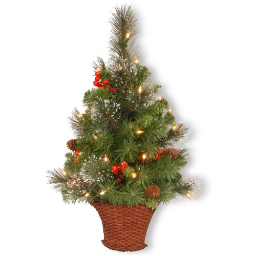 3' Pre-Lit Crestwood Spruce Artificial Christmas Half Tree, White LED Lights - IMAGE 1