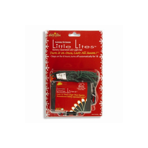 20-Count White LED Little Lites Micro Rice Christmas Lights, 7.25ft, Green Wire - IMAGE 1