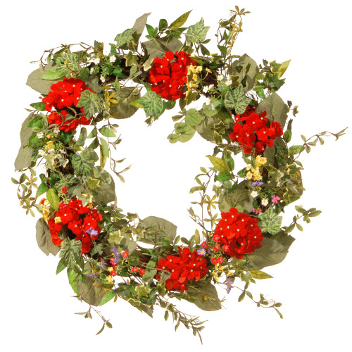 Mixed Ivy Blooms Artificial Spring Floral Wreath, 32-Inch - IMAGE 1