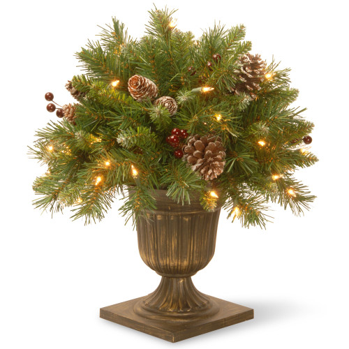 1.5' Pre-lit Potted Pinecone and Berry Artificial Christmas Tree, Clear Lights - IMAGE 1