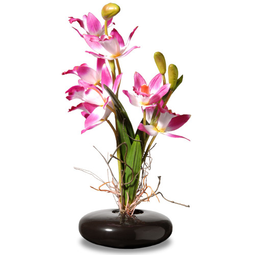 10" Potted Pink Orchid Artificial Flower Arrangement - IMAGE 1