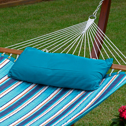 Striped Reversible Sunbrella Quilted Hammock - 82" x 55" - Teal and Blue - IMAGE 1