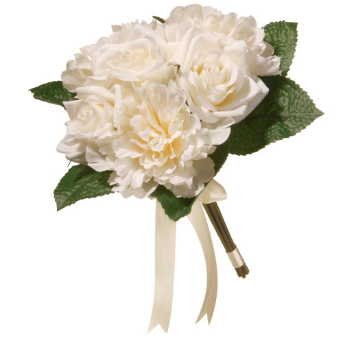 12.2" Mixed Cream Rose and Peony Bouquet - IMAGE 1