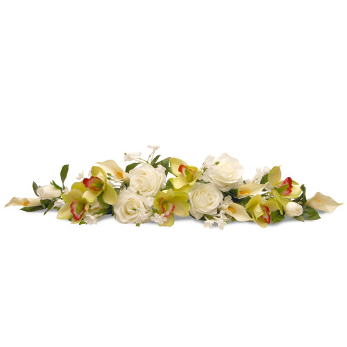 28" White Rose & Calla Lily Swag - IMAGE 1