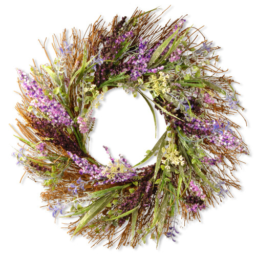 Mixed Leaf Spring Artificial Wreath - 22-Inch, Unlit - IMAGE 1