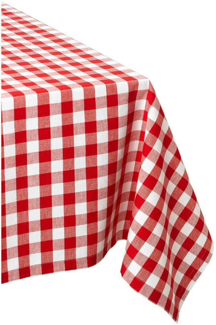 120" Red and White Classic Gingham Rectangular Table Cloth - IMAGE 1