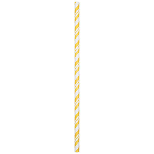 Club Pack of 144 School Bus Yellow and White Striped Paper Straws Party Favor 8.75” - IMAGE 1