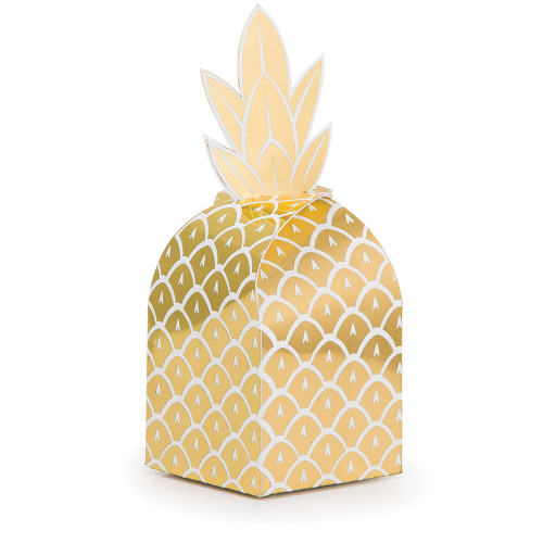 Club Pack of 48 Glittering Gold and Foil Stamped Pineapple Decorative Favor Boxes 10.5” - IMAGE 1