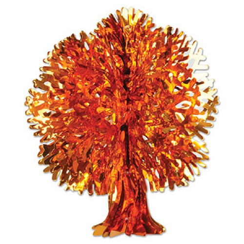 Club Pack of 12 Yellow and Orange Metallic Thanksgiving Fall Tree Wall Hanging Decorations 18" - IMAGE 1