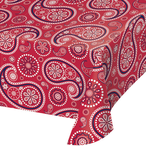 Club Pack of 6 Red and Black Paisley Print Decorative Dining Table Cover 108" - IMAGE 1