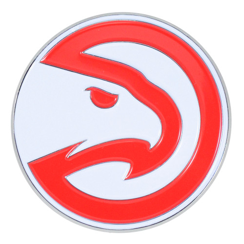 Set of 2 White and Red NBA Atlanta Hawks Emblem Automotive Stick on Car Decals 3" x 3" - IMAGE 1