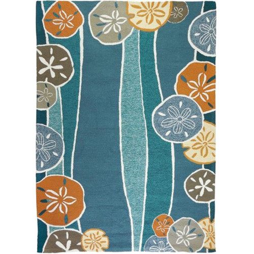 5' x 7' Vibrantly Colored Floral Pattern Hand Hooked Outdoor Throw Rug - IMAGE 1