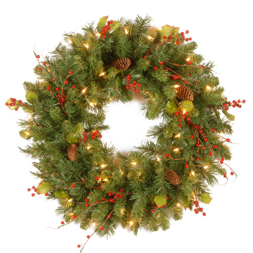 24" Classical Collection Wreath with Clear Lights - IMAGE 1