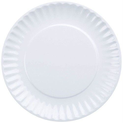 Club Pack of 12 White Solid Pattern Decorative Round Picnic Plate 9" - IMAGE 1