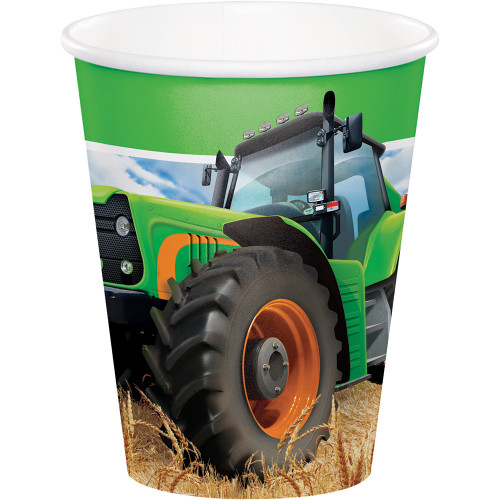 Club Pack of 96 Green and Black Disposable Tractor Hot and Cold Beverage Cups 9 oz. - IMAGE 1