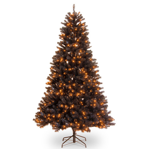 6.5’ Pre-Lit North Valley Black Spruce Artificial Christmas Tree - Orange Lights - IMAGE 1