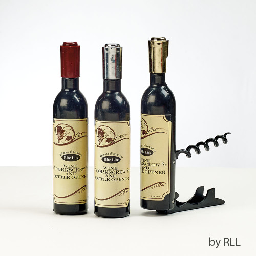 4.5" Black Gunmetal Bottle Shape Wine Corkscrew Bottle Opener - IMAGE 1