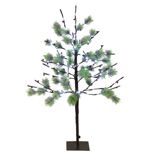 Pre-lit Medium Artificial Christmas Twig Tree - 3’ - Twinkling White LED Lights - IMAGE 1