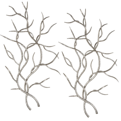 Set of 2 Silver Branches Metal Wall Decor 36.5” - IMAGE 1