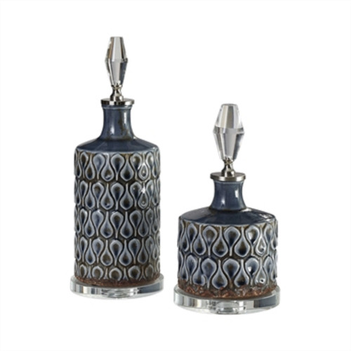 Set of 2 Varuna Cobalt Blue Bottles - IMAGE 1