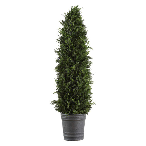 36” Artificial Cypress Cone Topiary with Dark Gray Pot - IMAGE 1