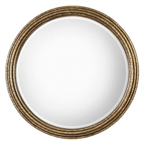 36” Hand Forged Round Gold Mirror - IMAGE 1