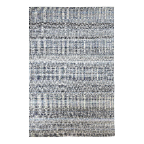 Hand Woven Wool Area Throw Rug - 8' X 10' - Blue - IMAGE 1